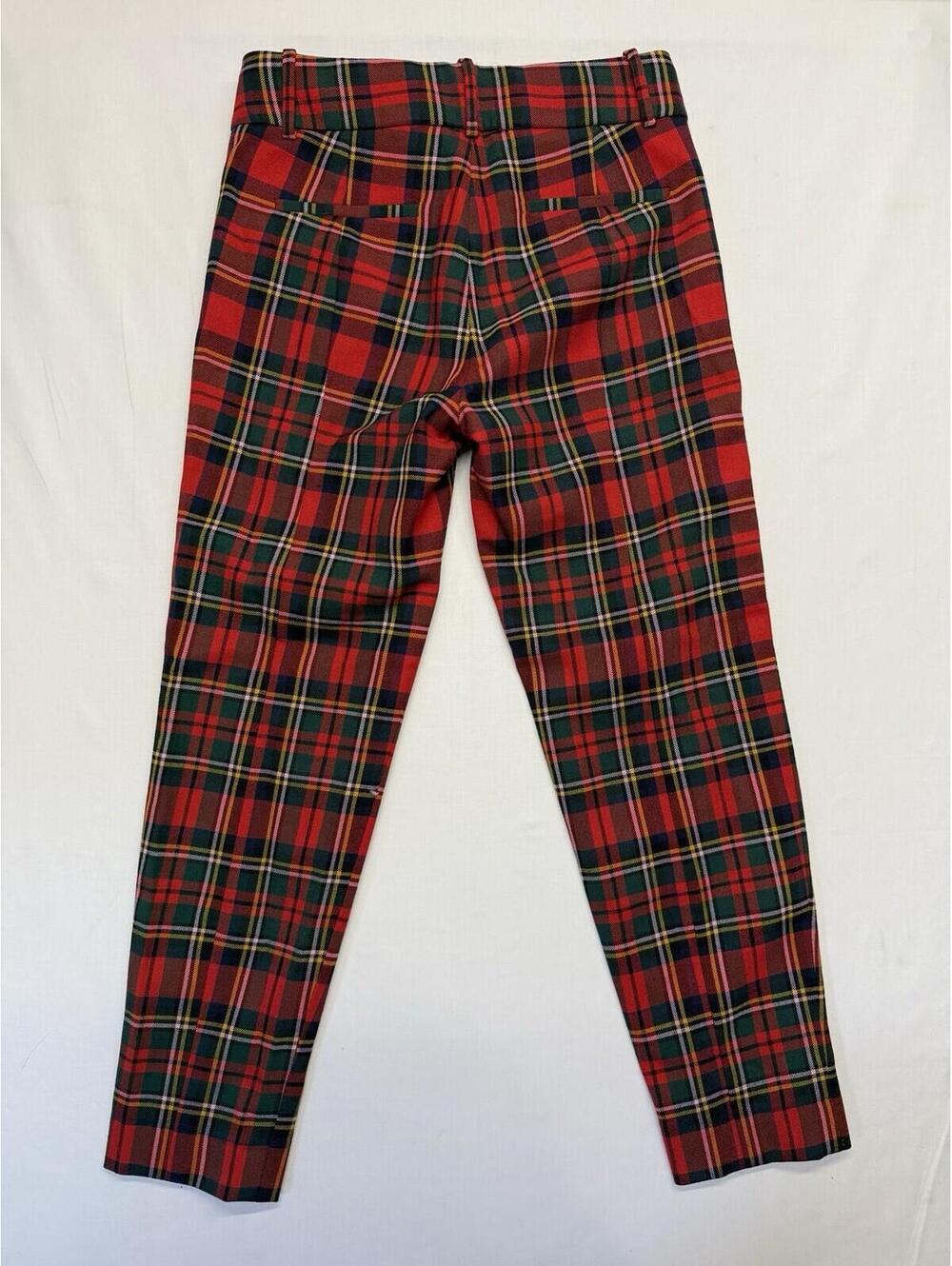 J.Crew Womens Red Plaid/Tartan Cameron Flat Front Pockets Dress Pants Size 0 - Picture 4 of 4
